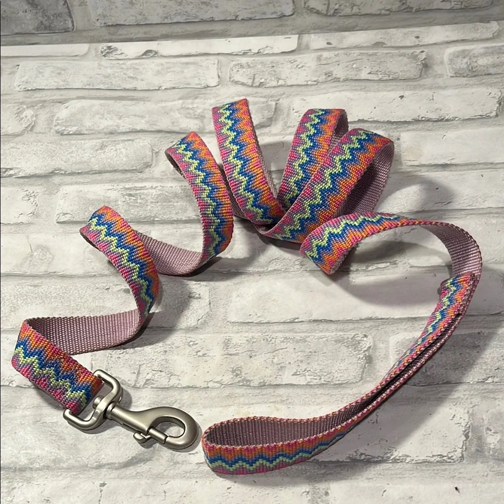 Colorful Zigzag Dog Leash chevron stitch